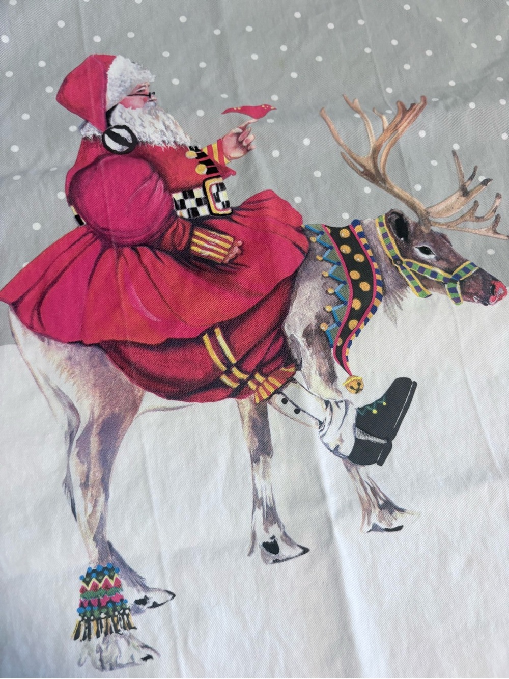 MacKenzie-Childs Olde Time Santa Dish Towel Christmas Reindeer